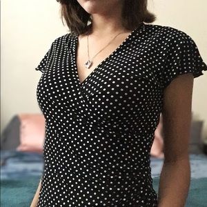 Polka dot wrap shirt